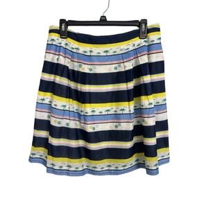 Marcs Tropical Resortwear Striped Cotton Knee Length Skirt Size 12 Coastal